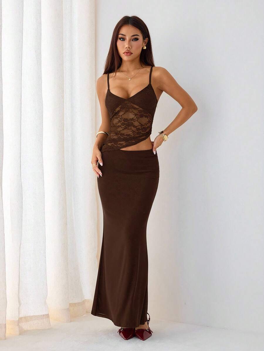 VELISSE - Lace Bodycon Maxi Dress