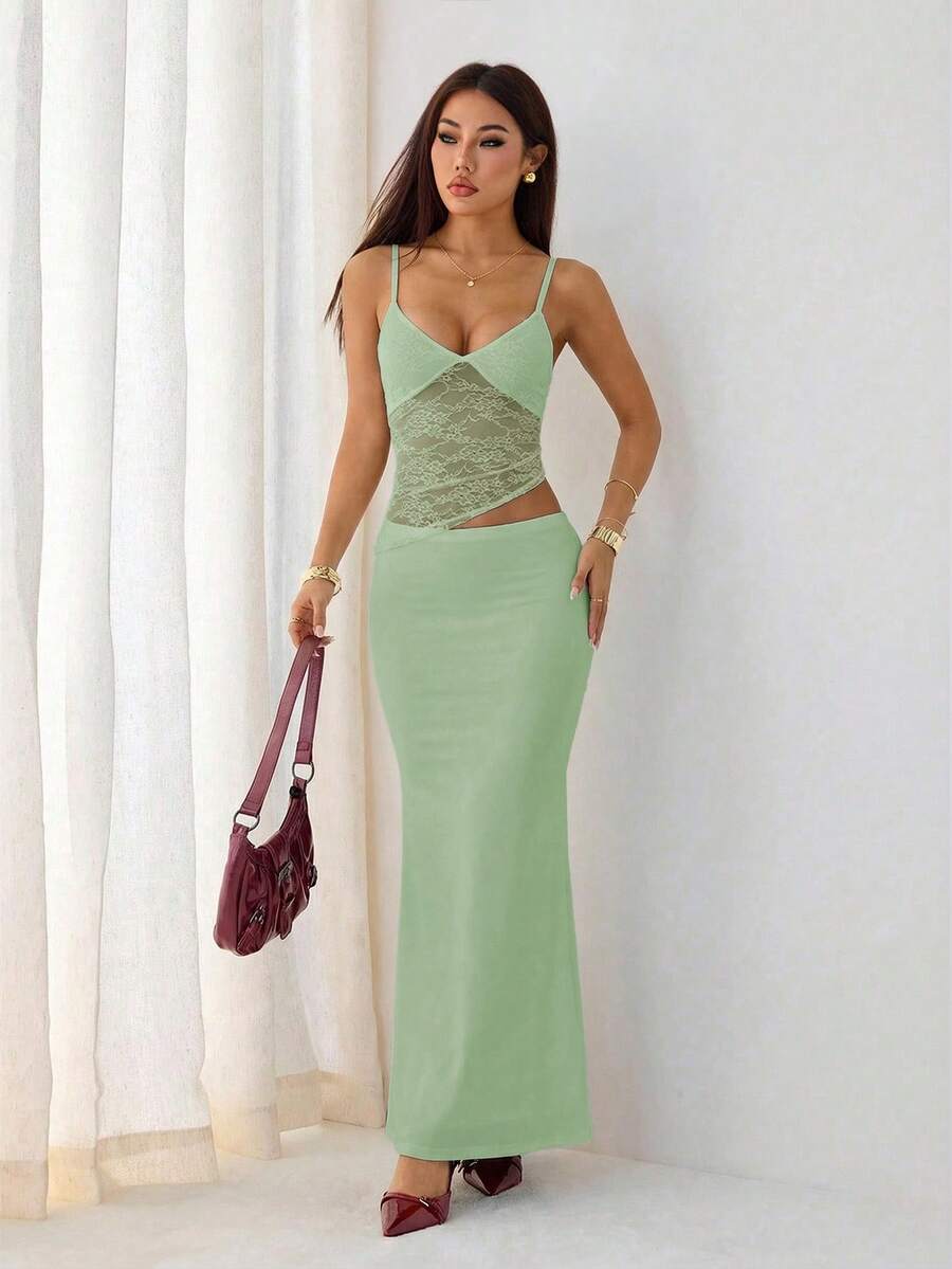 VELISSE - Lace Bodycon Maxi Dress
