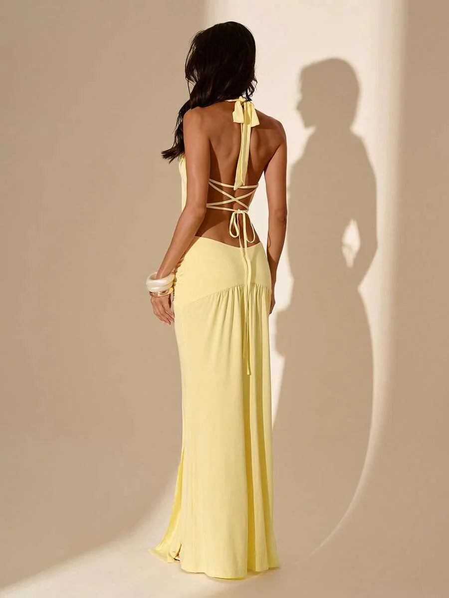 AULÉA - Halter Neck Maxi Dress