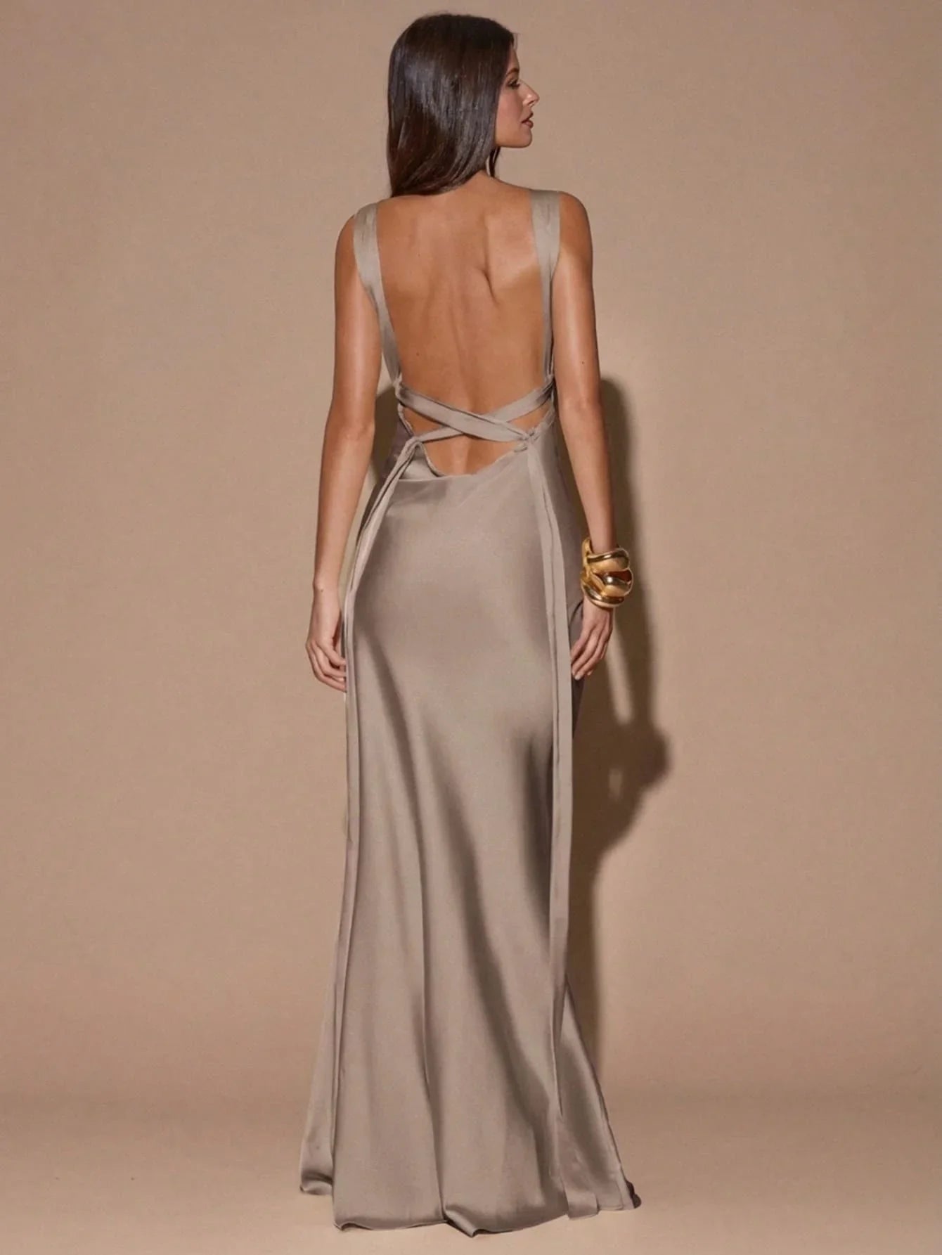 SOLÉA - Backless Maxi Dress Grey
