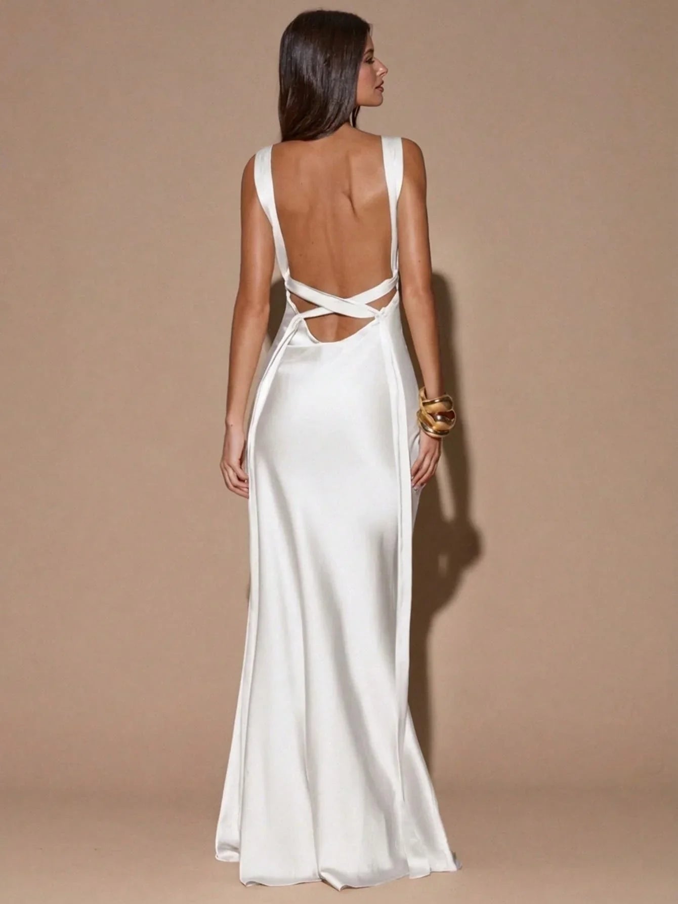 SOLÉA - Backless Maxi Dress White