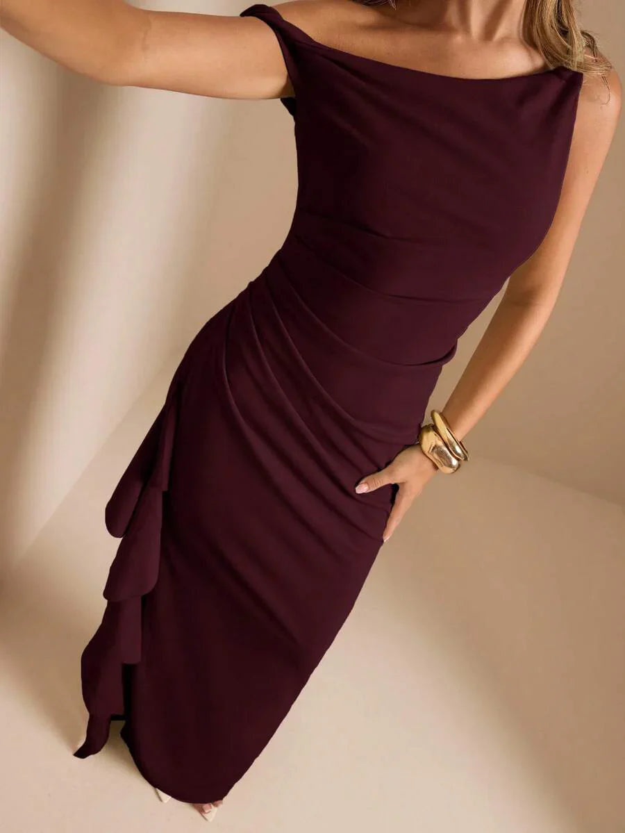 ROUELLE - One Shoulder Ruched Maxi Dress