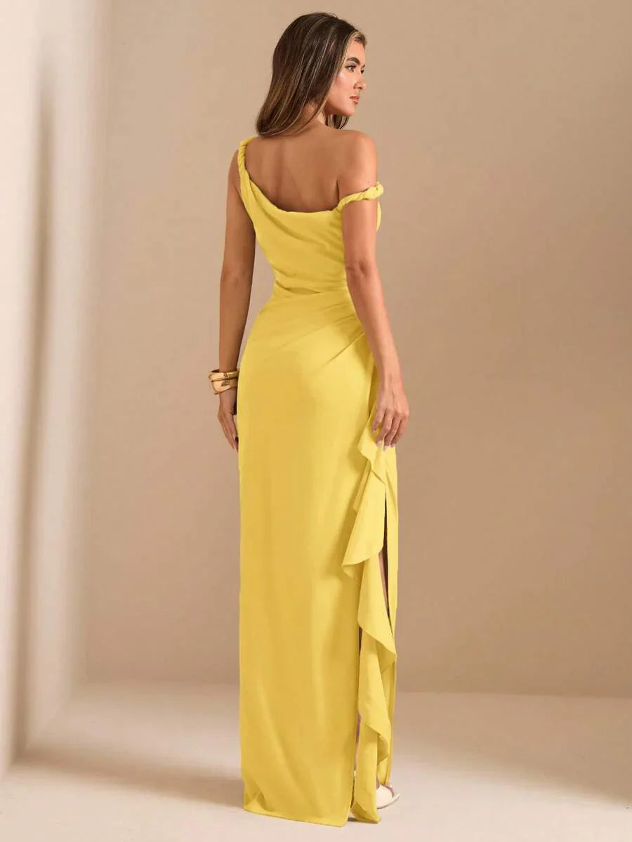 ROUELLE - One Shoulder Ruched Maxi Dress