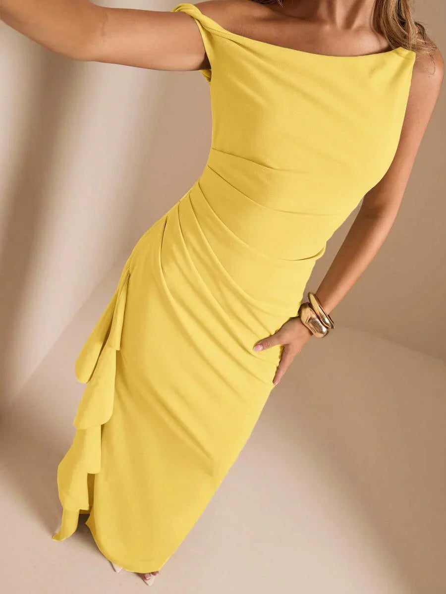 ROUELLE - One Shoulder Ruched Maxi Dress