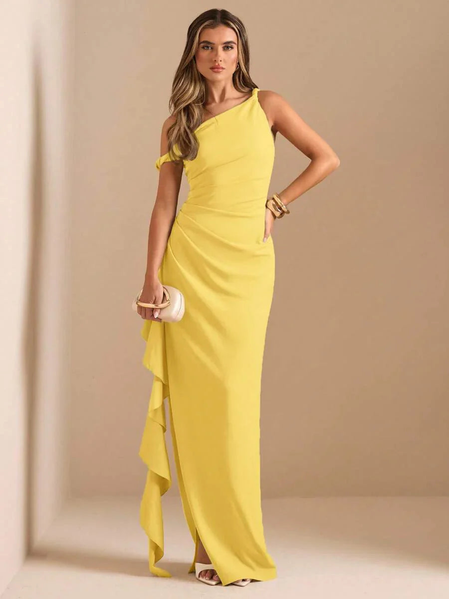 ROUELLE - One Shoulder Ruched Maxi Dress