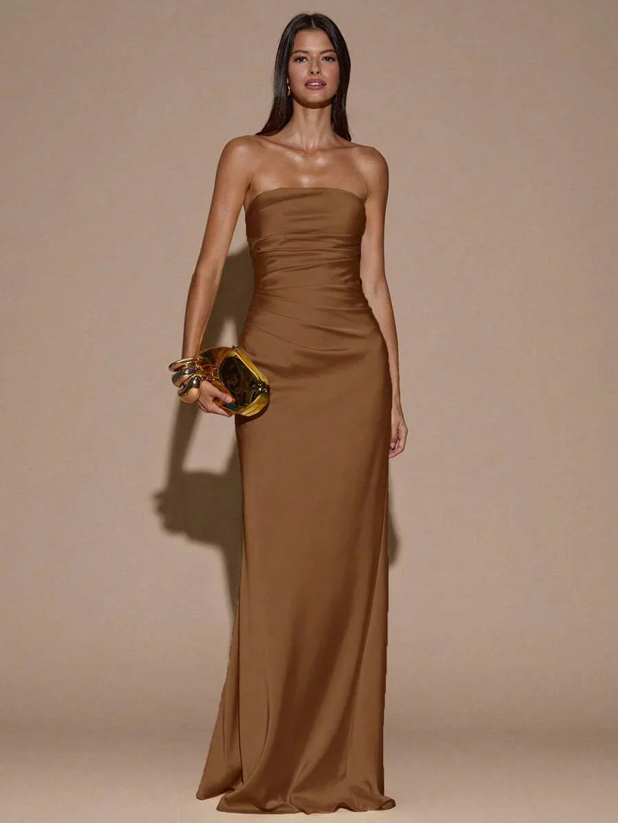 LUMIÈR - Maxi Mermaid Evening Dress Brown