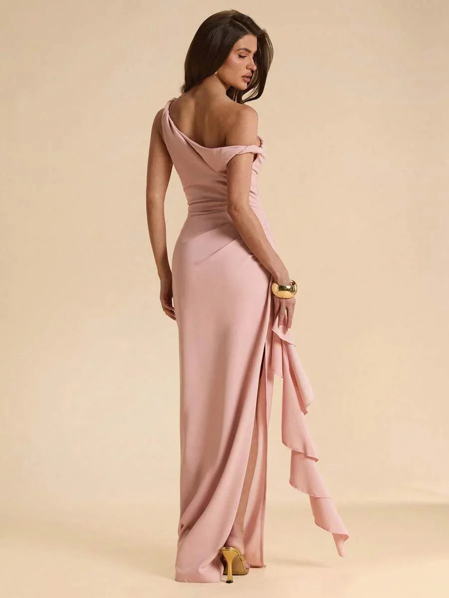 ROUELLE - One Shoulder Ruched Maxi Dress