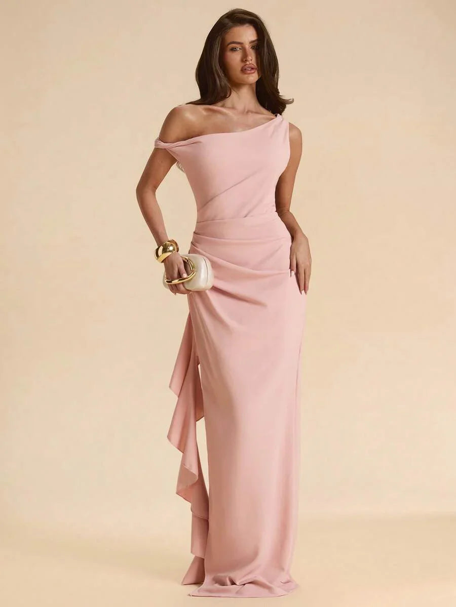 ROUELLE - One Shoulder Ruched Maxi Dress