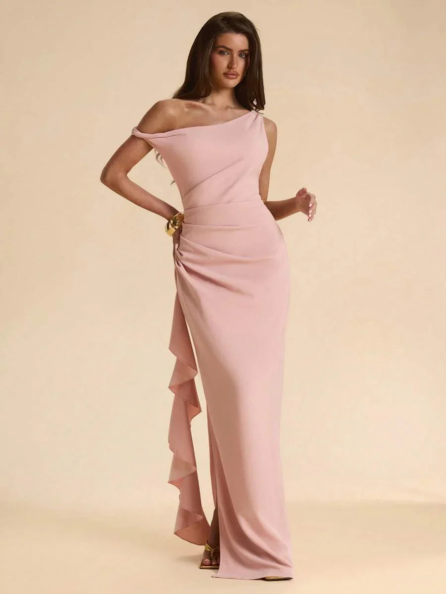ROUELLE - One Shoulder Ruched Maxi Dress