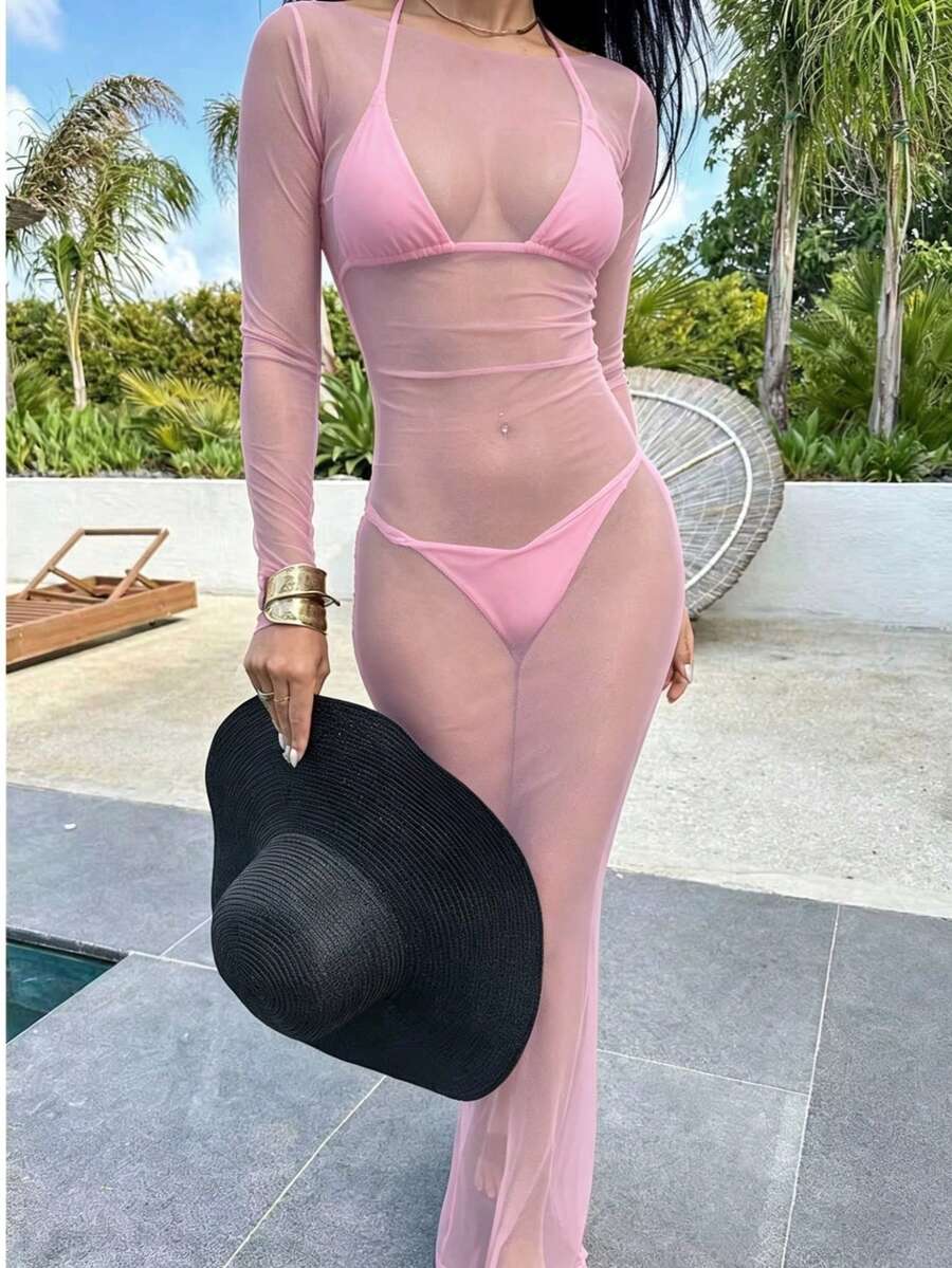BRUMÉE – Sheer Mesh Bodycon Maxi Dress