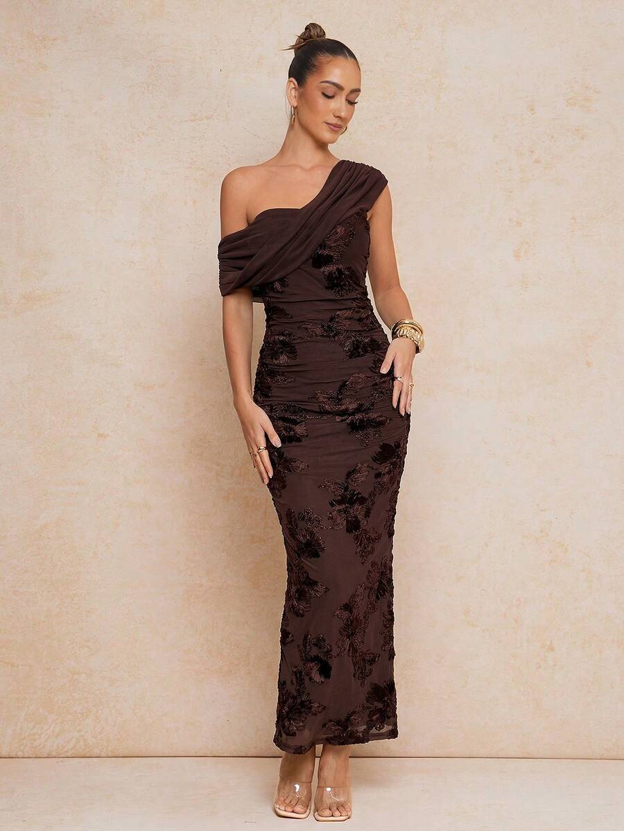 SORELLE - One Shoulder Bodycon Maxi Dress